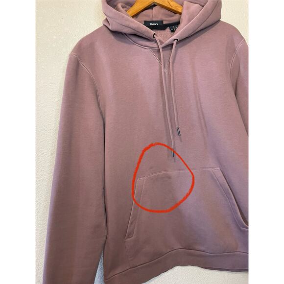 Theory Men’s Purple Pullover Essential Cozy Hoodie W/ Kangaroo Pocket Medium - Picture 2 of 11